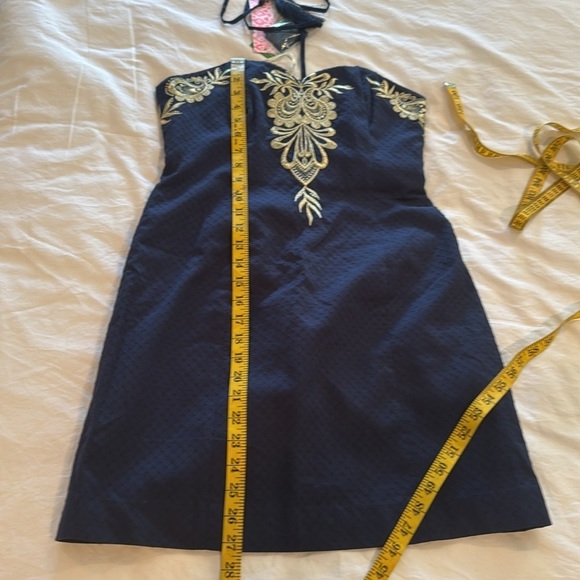Lily Pulitzer NWT Elegant Navy Blue Dress with Intricate gold Embroidery - Picture 12 of 12